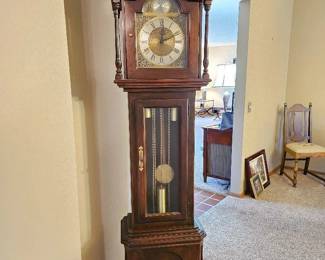 5 EthanAllenChippendaleStyleCherryGrandfatherClock