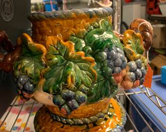 Italian tureen/pot basket look w grape vines and handles