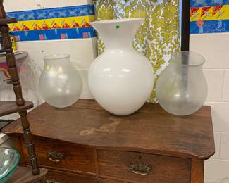 Art glass from furniture market in high point and oak 4-drawer chest of drawers