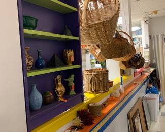 Large baskets, small vases, framed art work!