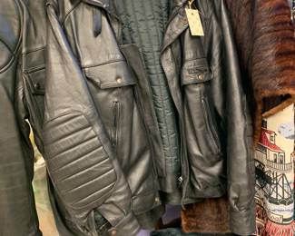 Authentic European leather padded motorcycle jacket