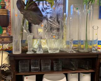 Tiger print clear and colored art glass and ceramics from furniture market in high point