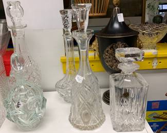 Cut lead Crystal and pressed glass decanters