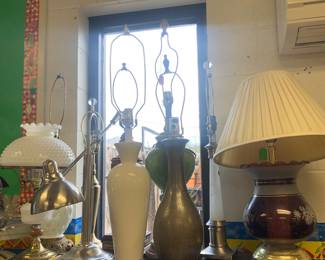 Modern and vintage lamps (hobnail and smooth white lamps are sold)