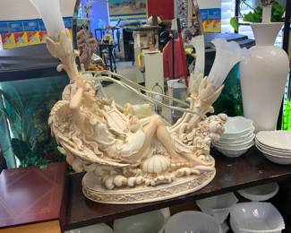 Art deco mirrored lamp w Angel playing lyre
