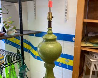 MCM Lime green chalkware lamp