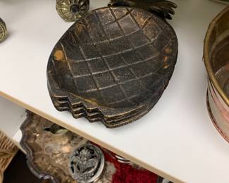 Cast bronze pineapple trinket trays