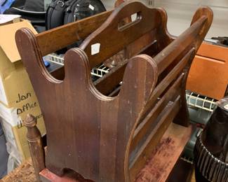 Vintage wooden magazine rack