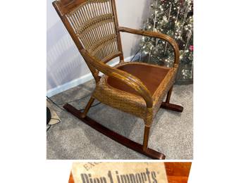 Bamboo and rattan rocking chair.