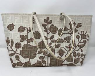 FENDI Zucca Spalmati White Embroidered Large Roll Tote