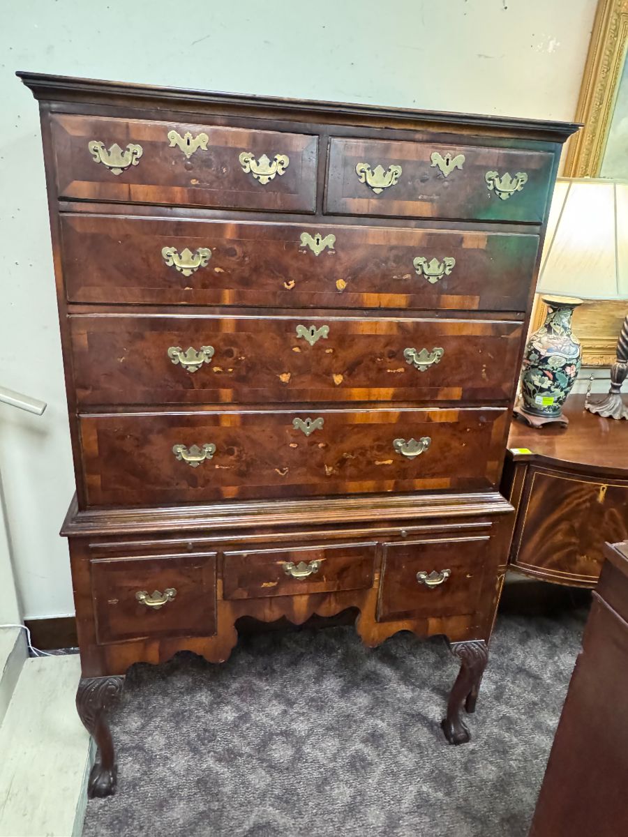 Early 19th c Burlwood Highboy