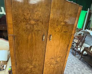 Burled Walnut English Wardrobe