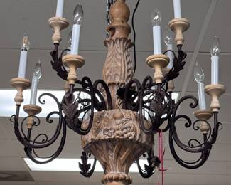 Large Chandalier - wood and wrought iron