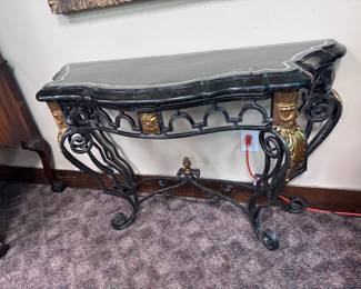 Maitland Smith Marble and Wrought Iron Console Table