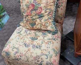 One of Two Beautiful Upholstered Slipper Chairs