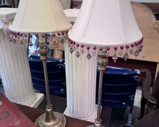Pair Buffet Lamps w/ Fringe