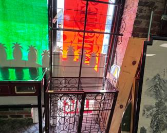 Iron Bakers Rack w/ Wine Storage