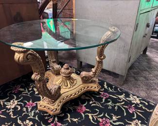 Hollywood Regency Metal & Glass Table