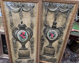 Pair Decorative Urn Canvases