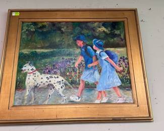 Large Marissa Levine Apolinsky Painting w/ Dalmation