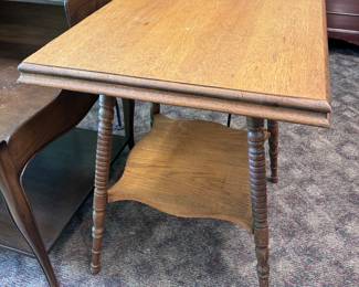 Oak Center Table w/ Spool Legs