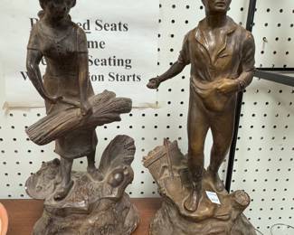 Pair Statues Sewing Wheat