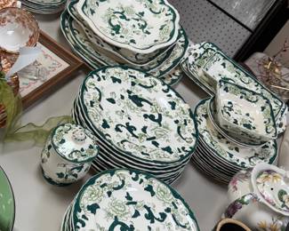 Large Set Mason's "Chartreuse" Dishes