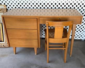 MCM Blonde wood desk and Chair