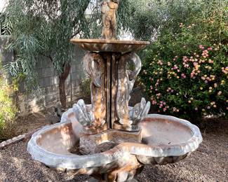 Huge Garden Fountain, Foundry stone, breaks down into 7 pieces. VG condition.
