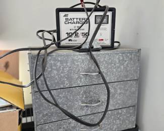 Battery Charger & more galvanized steel storage drawer set