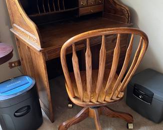 Winners Only wood roll top desk and chair