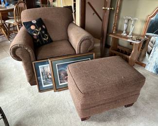 Upholstered chair and ottoman