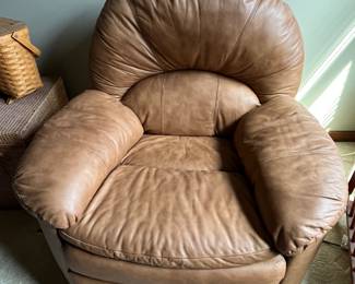 Leather swivel recliner