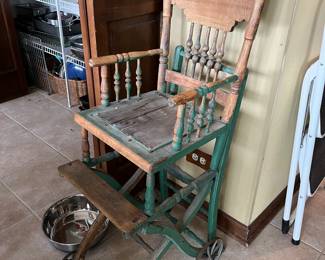 Antique high chair/stroller
