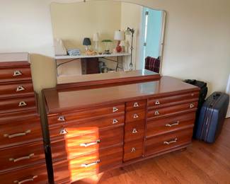 Vintage Kling Cherry Vanity Mirror Dresser Chest
