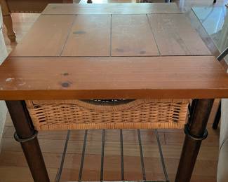 End Table with Rattan Basket Drawer