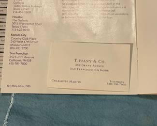Tiffany & Co Sterling Silver Place of Purchase in 1985