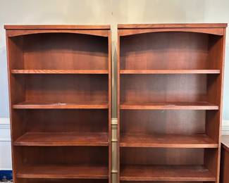 R39 - $100 Each. Martin Furniture Brand - Large Wooden Bookcases with adjustable shelves. Measures 36" wide x 12" deep x 71" tall. One shelf if permanent - the other 3 can move. Very good condition! Shelves are not bent. 