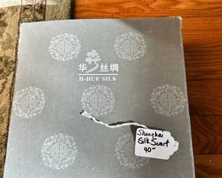 R44 - $40. Shanghai Silk Scarf new in Box. 