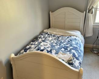 R50 - $85. White Twin Bed with mattress included. 