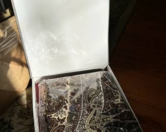 R44 - $40. Shanghai Silk Scarf new in Box. 