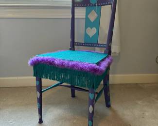 R52 - $20. Painted Blue & Purple Chair. 