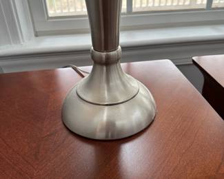 R27 - $30. PAIR of Stainless Look Table Lamps. 29" tall. 