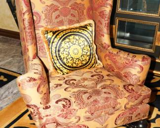 Gold & Red Baker Furniture High Wingback Chair