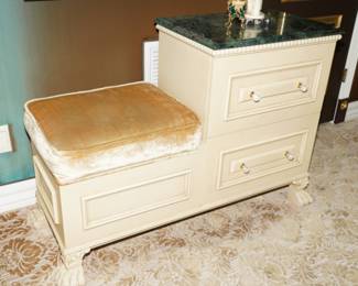 Custom vanity seat with granite top