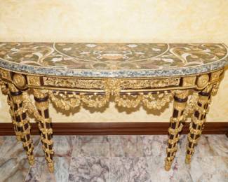 Antique Fine Italian Pietra Dura Marble Console Table
