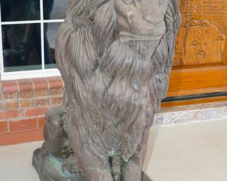 Second Bronze Lion Sculpture after A. Barye
