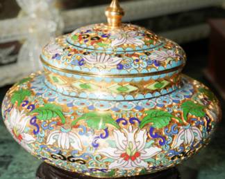 Cloisonne lidded jar