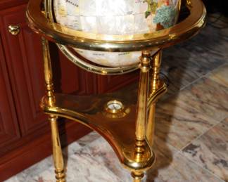 Mother of pearl and gemstone floor globe
