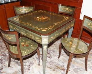 Notturno Intariso Multi-Game Table w/4 Matching Chairs